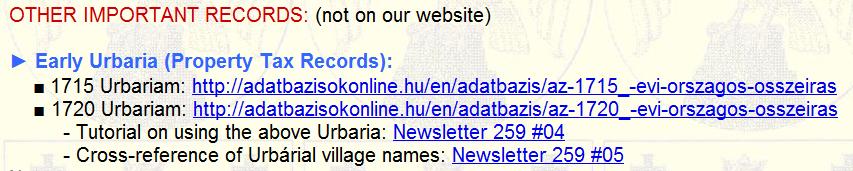 Links to Urbars on the BB homepage