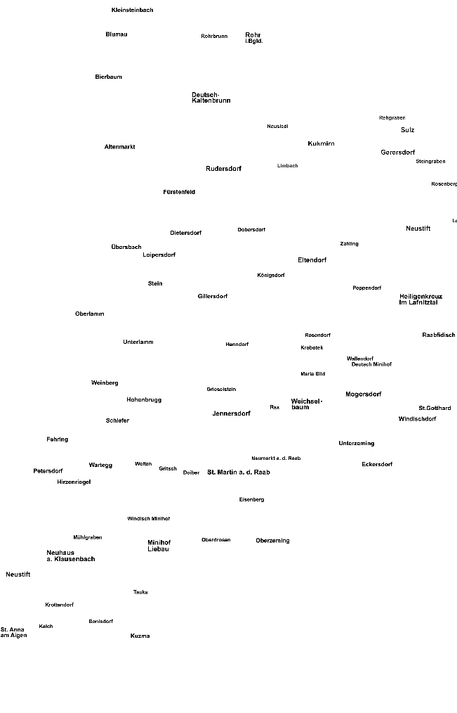 JE small map Austrian village names 