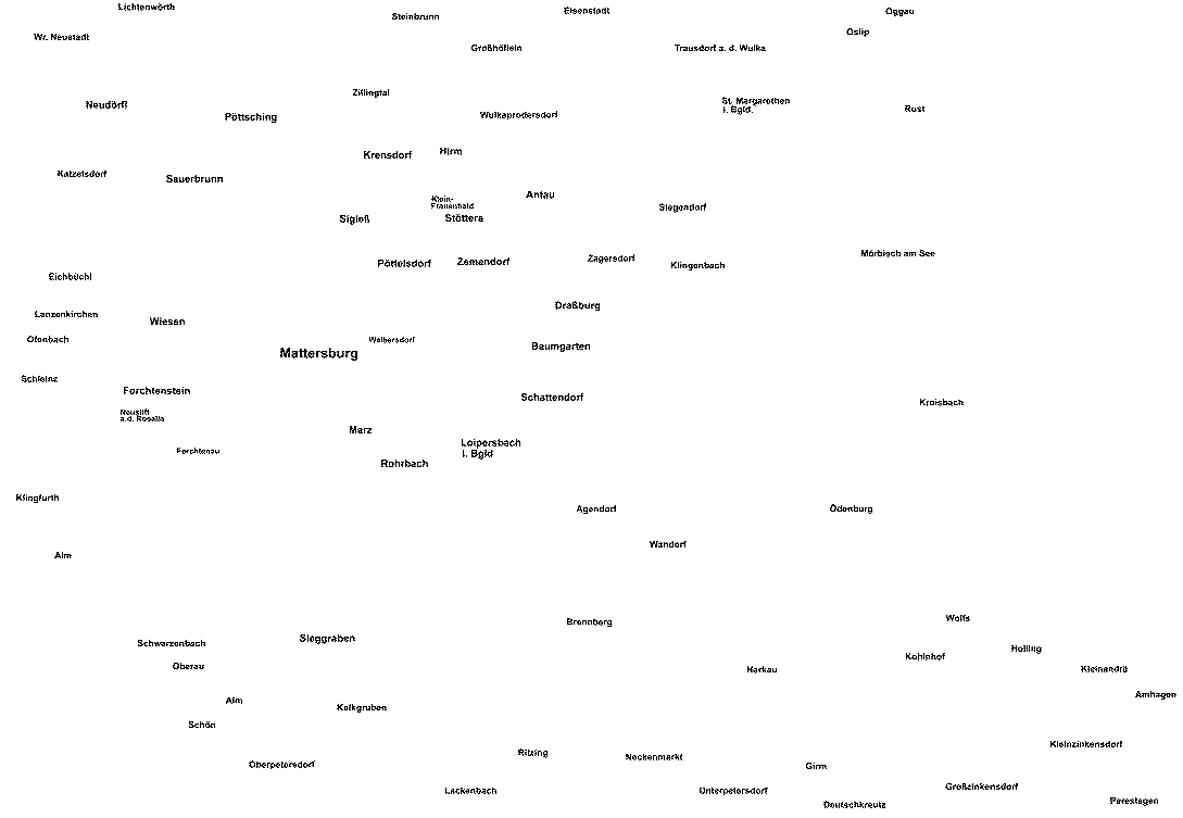 MA small map Austrian village names 